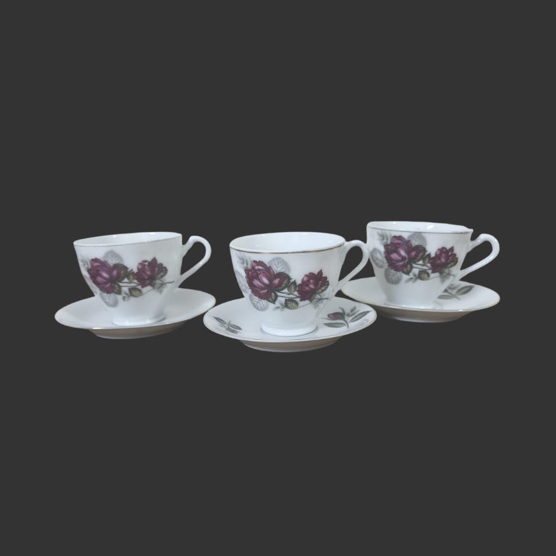 Set of 03 Tea Cups & Saucers