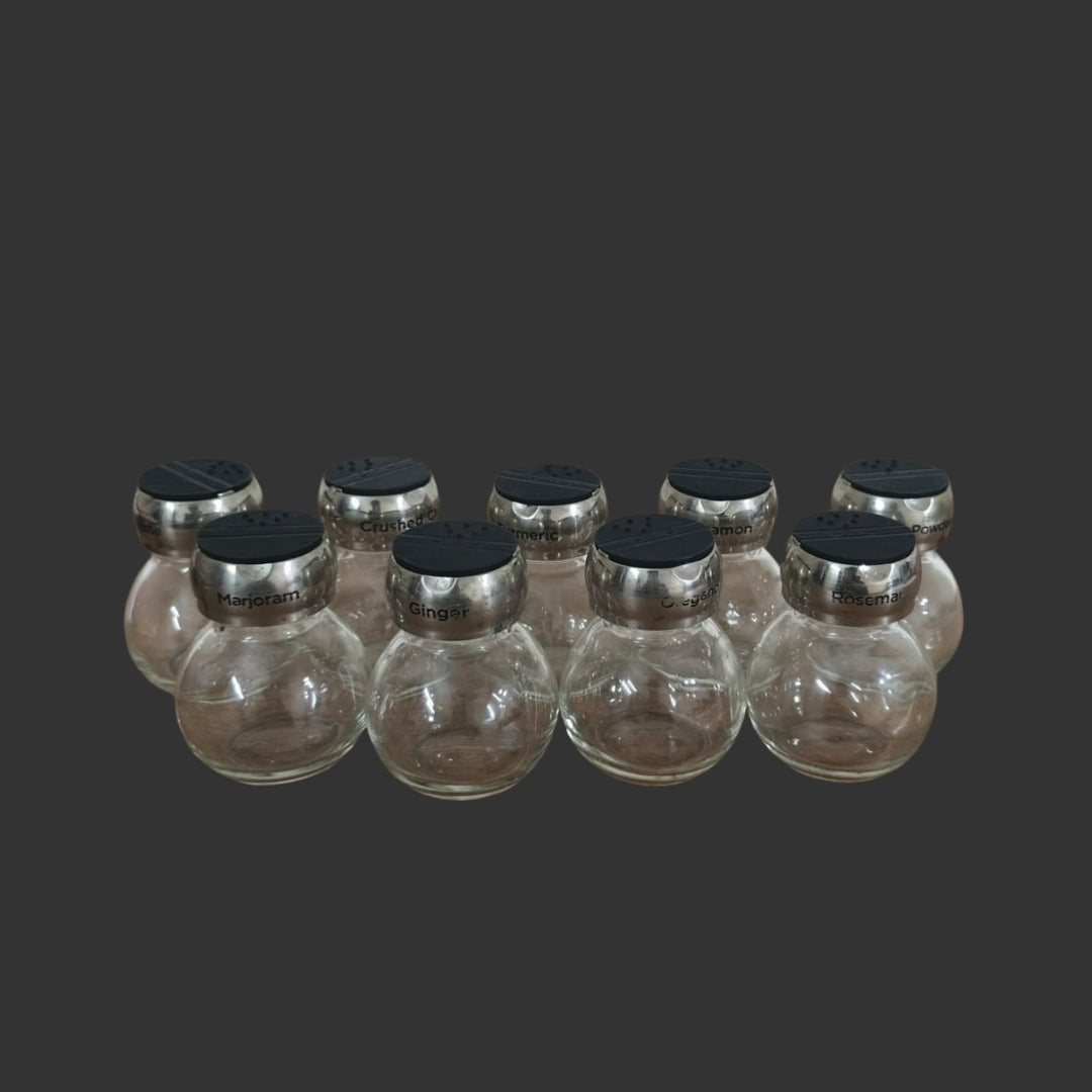 A Set of 09 Spice Jars