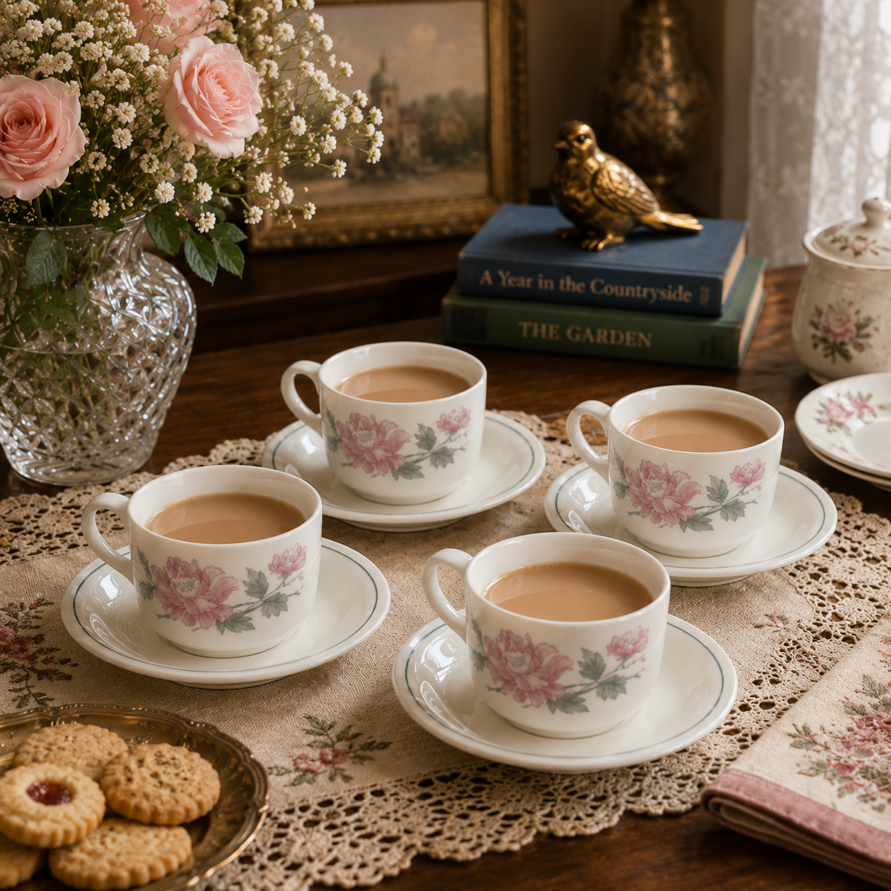 Set of 04 Tea Cups & Saucers