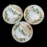 A trio of cups and saucers