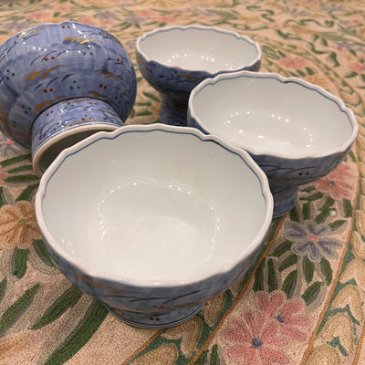 Hand painted bowls with stand